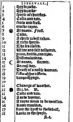 Almanach anglais pour 1559 (Février)