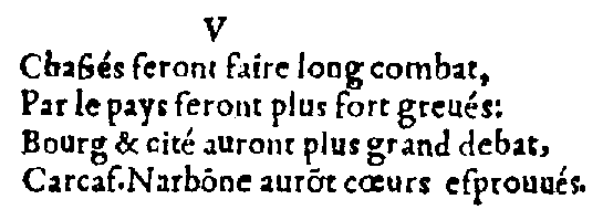 Quatrain (I,5) de l'édition conservée à Budapest (1557)