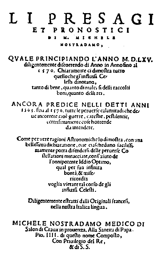 Li Presagi et pronostici (S. d.)