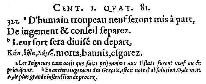 Quatrain (I,81) de l'édition du Janus Gallicus