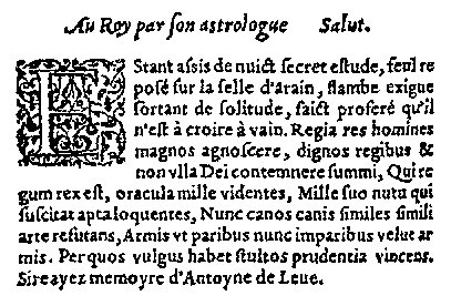 Prophéties à la Puissance Divine (1572)